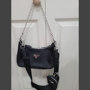 Black Nylon Messenger Bag